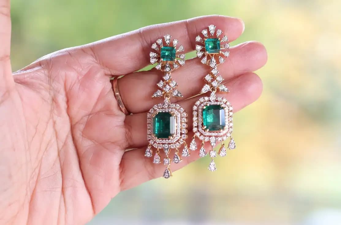 Green Diamond Earings